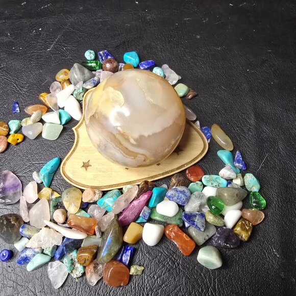 Planchette Crystal Sphere Stand holder wood - Picture 2 of 4